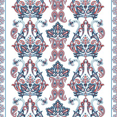 Hint tarzı çiçeklerle damasko seamless modeli