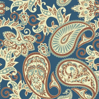 mavi zemin üzerine desenli seamless modeli