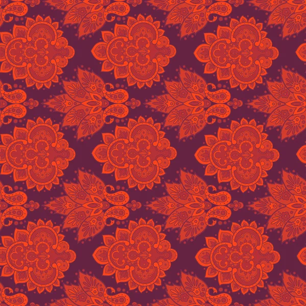 Florales Nahtloses Muster Indischen Stil — Stockvektor