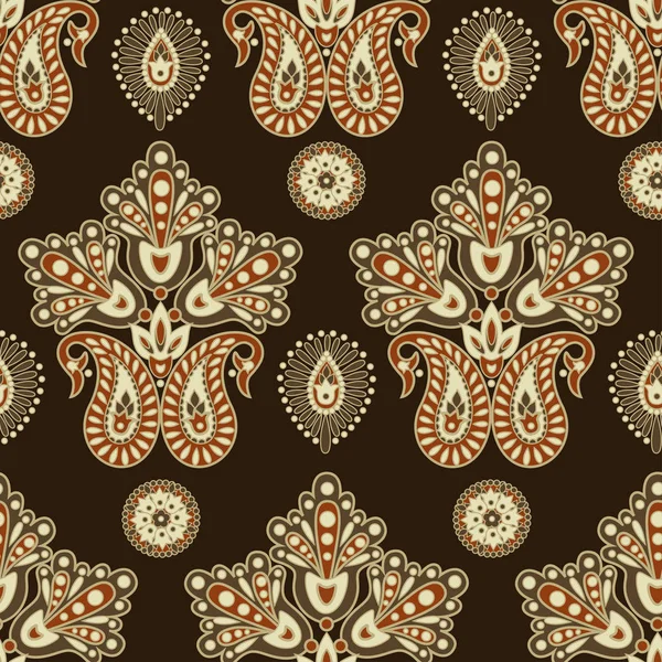 Motif Floral Sans Couture Avec Ornement Paisley — Image vectorielle