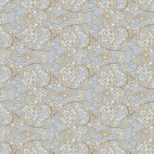 Mavi arkaplanda klasik çiçek deseni