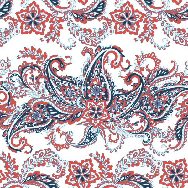 Bloemen Naadloos Patroon Met Paisley Ornament — Stockvector