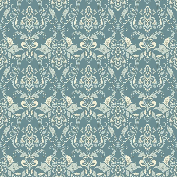 Florales Nahtloses Vintage Muster Weißen Und Blauen Farben — Stockvektor