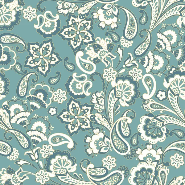 Nahtloser Floraler Vintage Hintergrund Blauen Und Weißen Farben — Stockvektor