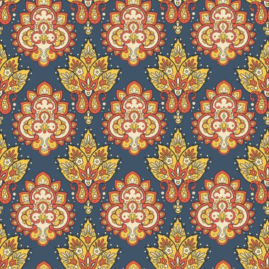 Hint tarzında kusursuz bir desen. Çiçek vektör illüstrasyonu