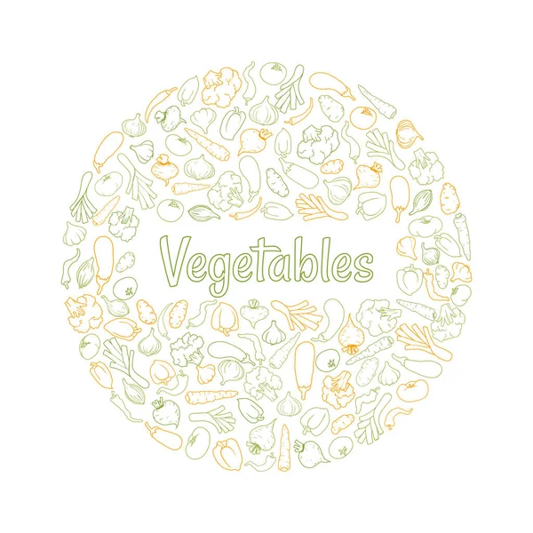 Veggies Shaped Circle Vector Illustration Your Design Vegetarian Menu — Stock Vector