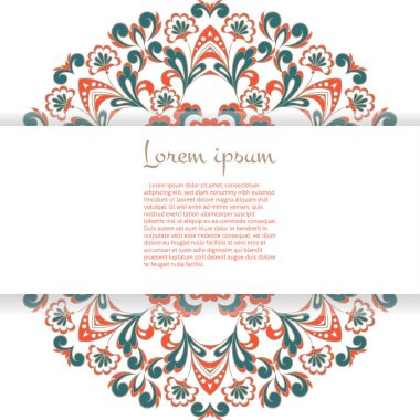 Mandala süslemeli metnin için doğu tarzı vektör şablonu. 