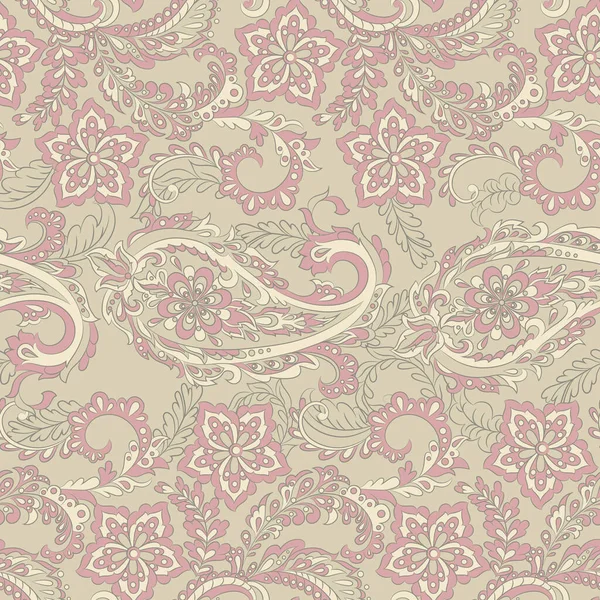 Fondo Vintage Floral Con Adorno Paisley Patrón Vector Inconsútil — Vector de stock