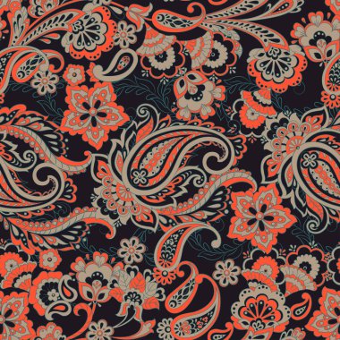 Paisley dikişsiz desen. Vektör etnik süsü