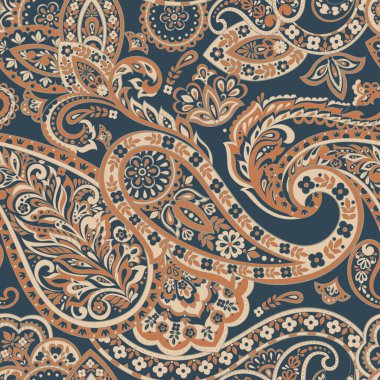 Paisley dikişsiz desen. damasör vektör arkaplanı