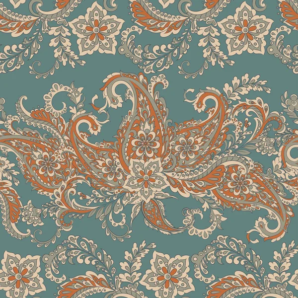 Motif Floral Sans Couture Avec Ornement Paisley Illustration Vectorielle Dans — Image vectorielle