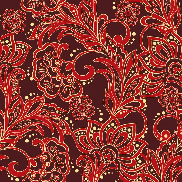 Eleganz Nahtloses Muster Mit Ethnischen Blumen Vektor Floral Illustration Asiatischen — Stockvektor