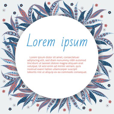 Yuvarlak çerçeveli ve çiçekli bir tebrik kartı.