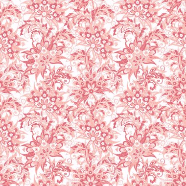 Klasik çiçeklerin dikişsiz deseni. Etnik çiçek vektör arkaplanı