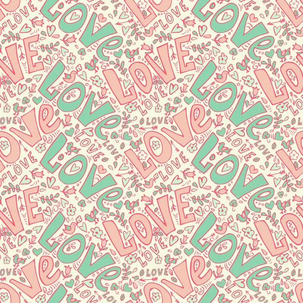 Amor Patrón Sin Costuras Lindo Doodles Patrón Día San Valentín — Archivo Imágenes Vectoriales