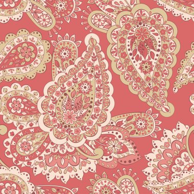 Çiçeksiz desenli desenli şal desenli süs. Asya tekstil biçiminde vektör illüstrasyonu