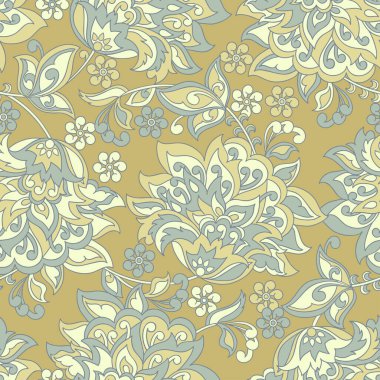 Klasik çiçeklerin dikişsiz deseni. Çiçek vektör arkaplanı