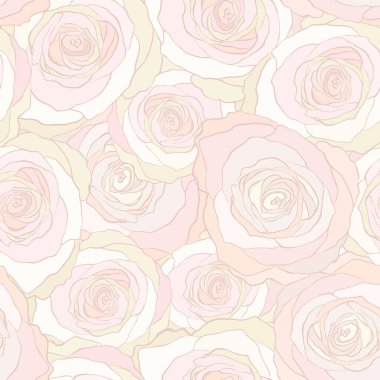 Kusursuz desenli güller, vektör çiçekli çizimler. Doğa arkaplanı