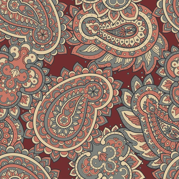 Paisley Nahtloses Textilmuster Asiatischen Batikstil — Stockvektor