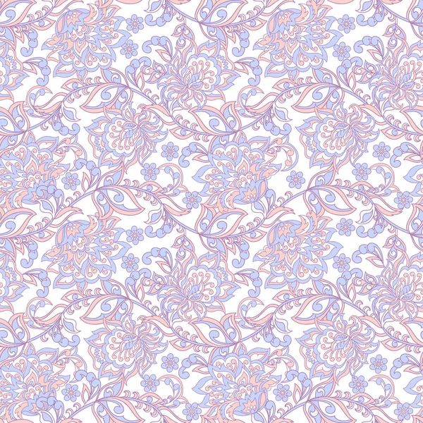 Flores Vintage Patrón Sin Costuras Fondo Vectorial Floral Étnico — Archivo Imágenes Vectoriales