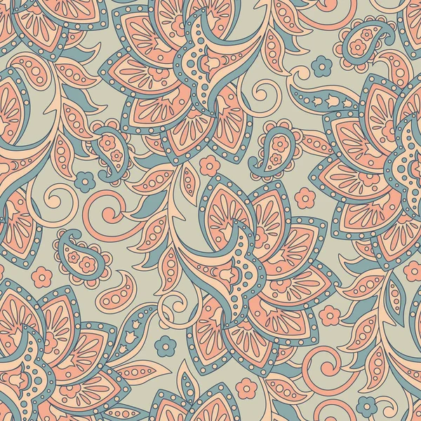 Motif Sans Couture Avec Des Fleurs Dans Style Textile Indien — Image vectorielle