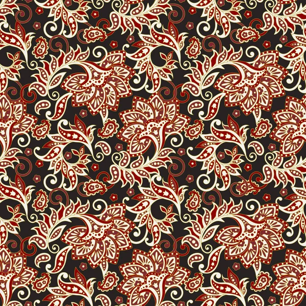 Ornamento Vettoriale Fiori Batik Folcloristici Etnico Floreale Modello Senza Cuciture — Vettoriale Stock