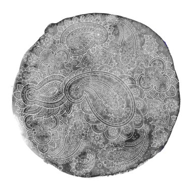 Tasarımın için desenli süslemeli suluboya mandala. El çizimi vektör mandala arkaplanı