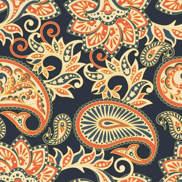 Paisley Floral Oriental Ethnique Pattern Ornement Arabe Sans Couture Motifs — Image vectorielle