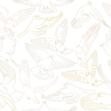 Uçan kuşlar kusursuz desen. Vektör arkaplanı
