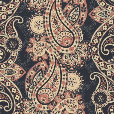 Paisley dikişsiz desen. damasör vektör arkaplanı