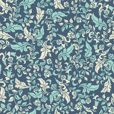 Klasik çiçeklerin dikişsiz deseni. Çiçek vektör arkaplanı