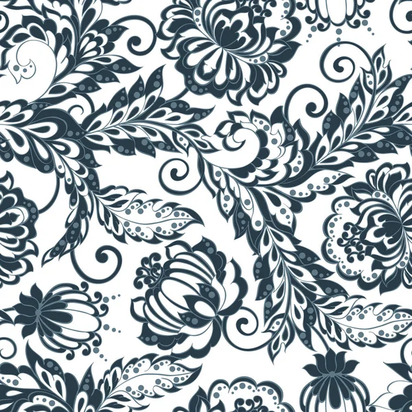 Flores Étnicas Sem Costura Padrão Vintage Floral Vector Fundo — Vetor de Stock