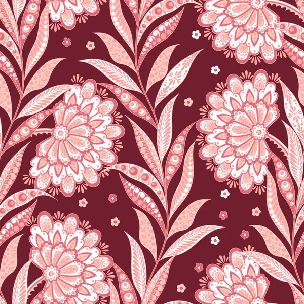 Ornement Vectoriel Batik Folklorique Ethnique Floral Motif Sans Couture — Image vectorielle