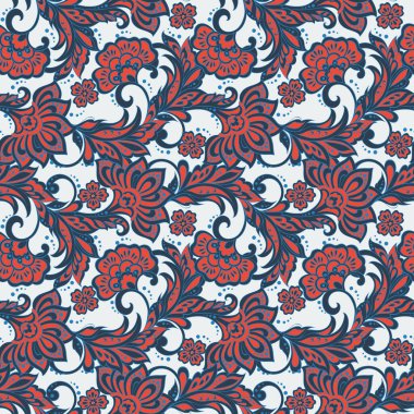 Hint tarzı çiçeklerle kusursuz desen. Çiçek vektör arkaplanı