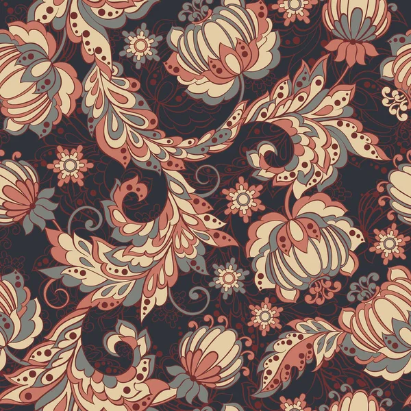 Eleganz Nahtloses Muster Mit Ethnischen Blumen Vektor Florale Illustration Vintage — Stockvektor