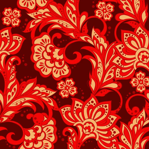 Motif Floral Dans Style Indien Batik — Image vectorielle