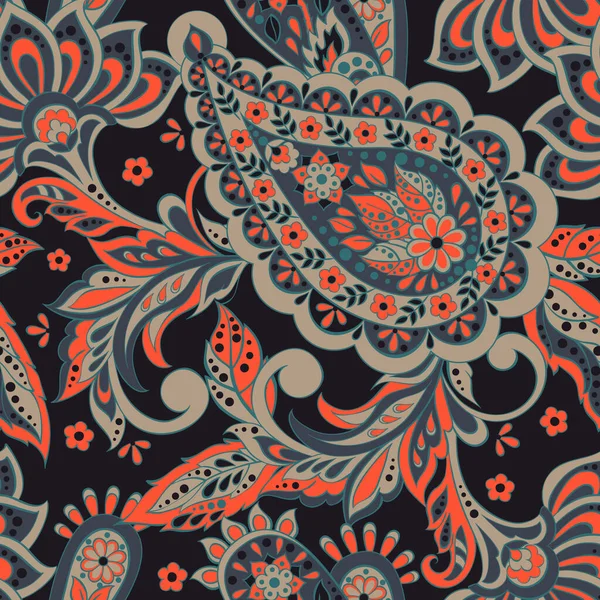 Modèle Vintage Dans Style Batik Indien Fond Vecteur Floral Sans — Image vectorielle