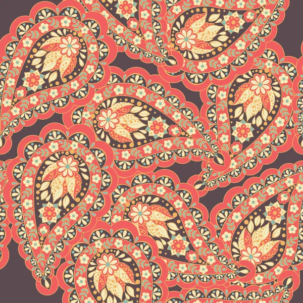 Цветочный Пейсли Паттерн Бесшовный Азиатский Текстильный Фон — стоковый вектор