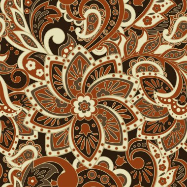 Etnik çiçekler pürüzsüz desen. Çiçek vektör arkaplanı