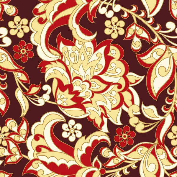 Этнические Цветы Бесшовный Векторный Рисунок — стоковый вектор