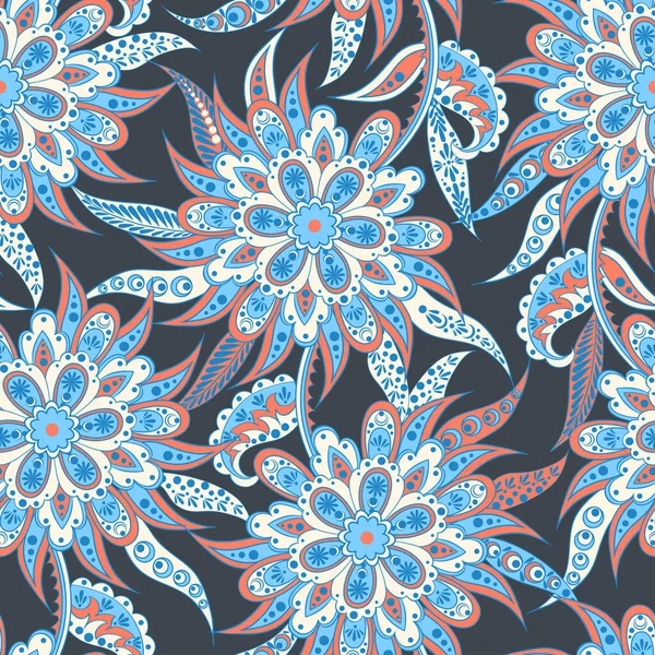 Patrón Sin Costura Floral Folclórico Ornamento Vector Batik — Vector de stock