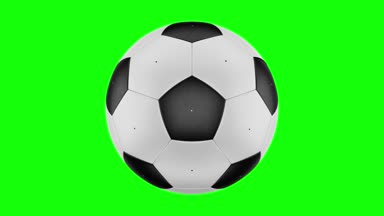 Dönüştürme bir futbol topu. Siyah alanlarda beyaz alanlar ve tersi geçiş. Kesintisiz döngü video. 3D render. 4k, 3840 x 2160. Yeşil ekran. 