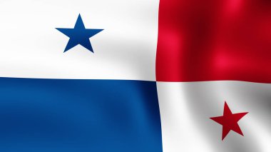 3D render. Panama, rüzgarda çırpınan bayrağı. Hareket yakın çekim bayrak Rüzgar, farklı aşamalarını olduğunu. 