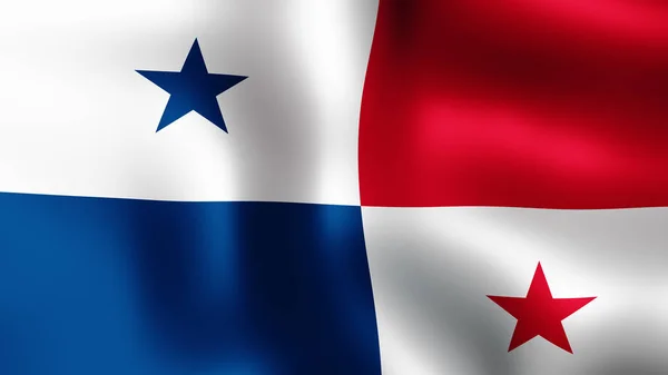 Vykreslování Vlajka Panamy Vlaje Větru Různé Fáze Pohybu Detail Vlajky — Stock fotografie
