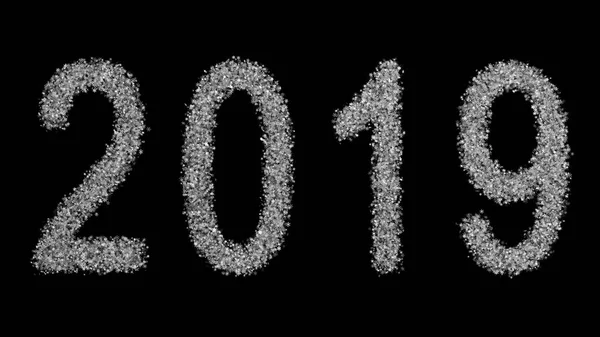 Nowy Rok 2019 Napis Składający Się Małych Płatki Śniegu Czarnym — Zdjęcie stockowe