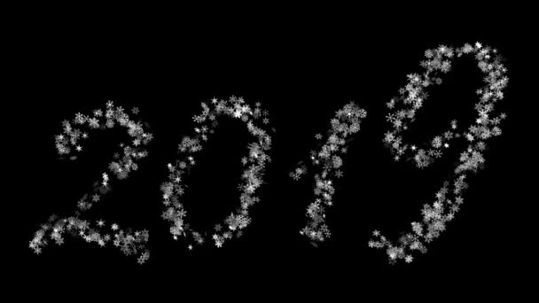 Конденсація Мерехтливих Сніжинок 2019 Році Розчинення Чорному Тлі Оптимальний Використання — стокове відео