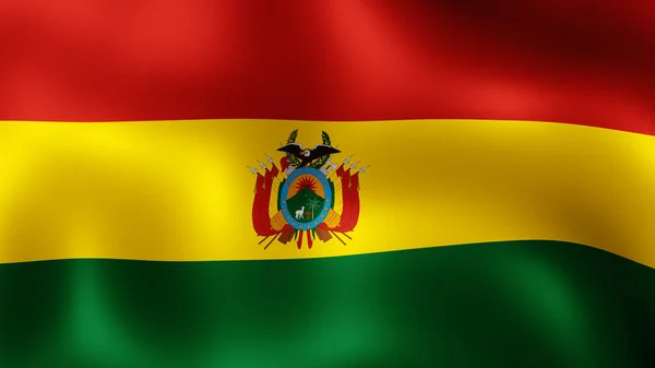Render Bolivya Eyalet Bayrağı Rüzgarda Çırpınıyor Rüzgardaki Yakın Çekim Bayrağının — Stok fotoğraf