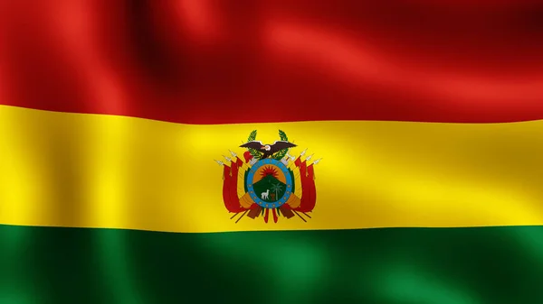 Renderelés Állam Zászlaja Bolívia Csapkodott Szél Különböző Szakaszaiban Mozgás Közelről — Stock Fotó