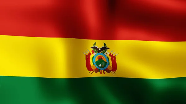 Рендеринг Флаг Боливии Развевающийся Ветру Разные Фразы Движения Крупным Планом — стоковое фото