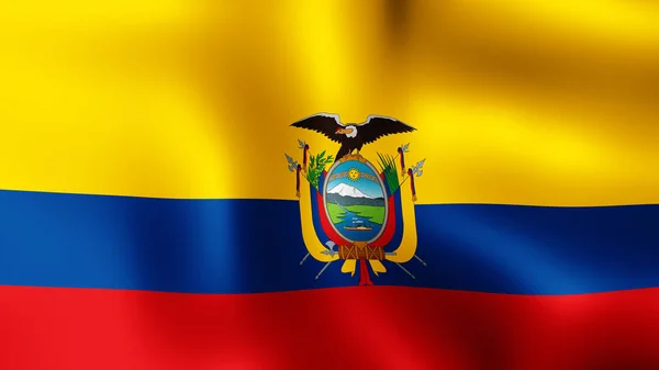 Απόδοση Κρατική Σημαία Του Ισημερινού Που Φτερουγίζει Στον Άνεμο Είναι — Φωτογραφία Αρχείου